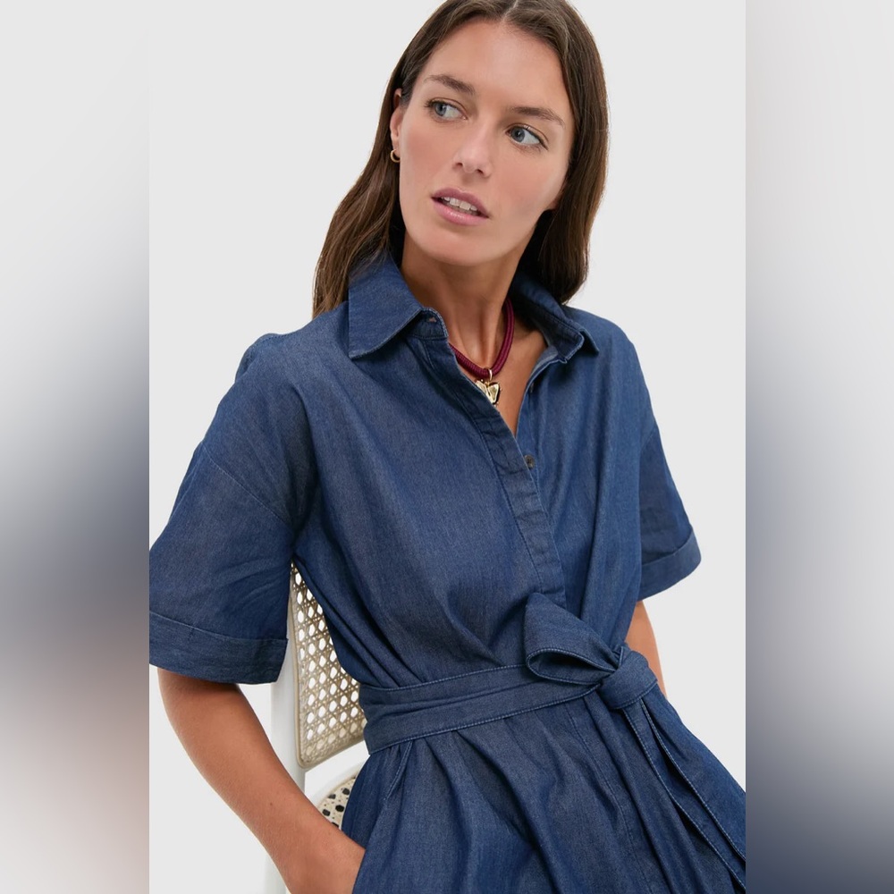 Draper James Navy Button-Up Shirt Dress